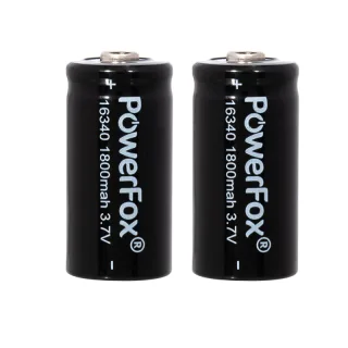 Deux batteries Li-ion 16340 PowerFox pour pointeur laser compact