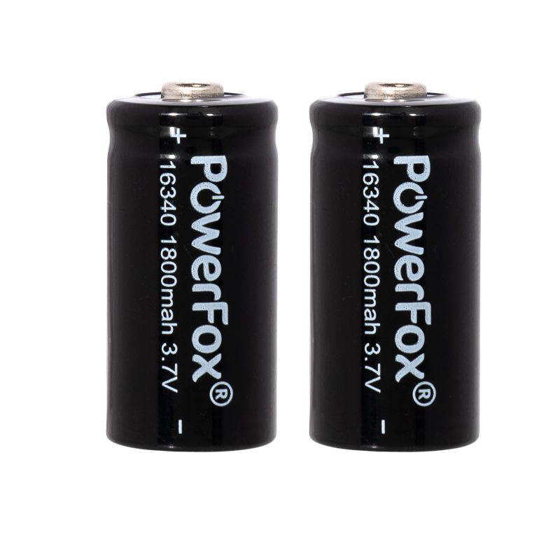 Deux batteries Li-ion 16340 PowerFox pour pointeur laser compact