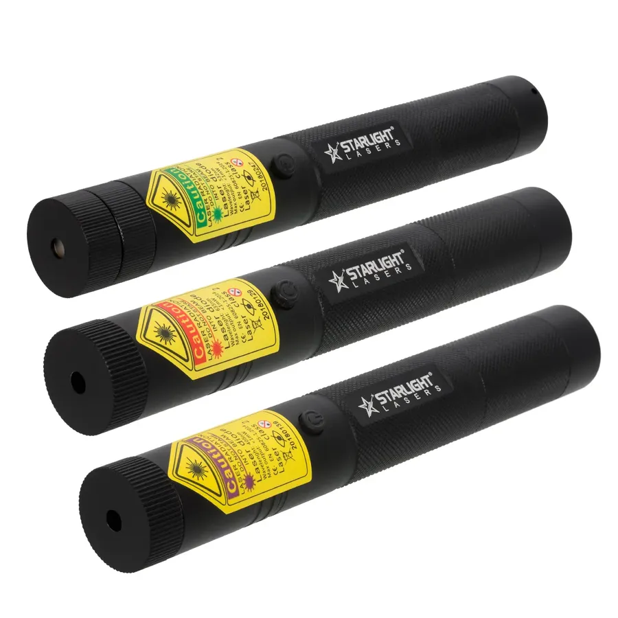 Coffret de trois pointeurs laser rechargeables Starlight G1 Pro vert, R1 Pro rouge et V1 Pro violet