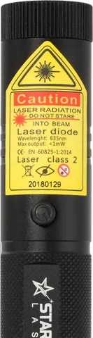 Starlight R1 Pro – gros plan sur l’étiquette d’avertissement avec la classe laser