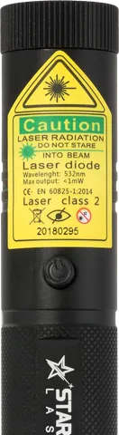Starlight G3 Pro – gros plan sur l’étiquette d’avertissement avec la classe laser