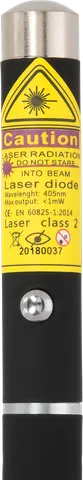 Starlight Z1 – gros plan sur l’étiquette d’avertissement avec la classe laser